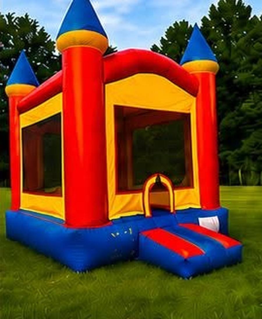 Classic Bounce House inflatable rental set up on a lawn